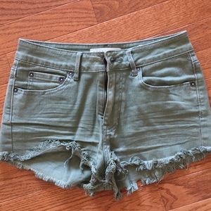 Army green jean shorts